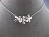 ESTATE .21CT DIAMOND 14KT WHITE GOLD 3D TRIPLE FLOWER LOVE NECKLACE #28158