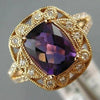 WIDE 1.49CT DIAMOND & AAA AMETHYST 14KT ROSE GOLD OPEN FILIGREE ENGAGEMENT RING