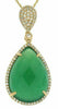 ESTATE 1.42CT DIAMOND & AAA GREEN AGATE 14KT YELLOW GOLD 3D PEAR SHAPE PENDANT