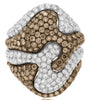 LARGE 6.21CT WHITE & CHOCOLATE FANCY DIAMOND 18KT WHITE GOLD MULTI ROW OVAL RING