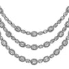 EXTRA LARGE 22.97CT DIAMOND 18KT WHITE GOLD 3D ROUND & BAGUETTE OVAL NECKLACE