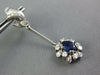 ANTIQUE 2.54CT DIAMOND & AAA SAPPHIRE 18KT WHITE GOLD 3D FLOWER HANGING EARRINGS