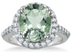 5.48CT DIAMOND & AAA GREEN AMETHYST 14KT WHITE GOLD OVAL & ROUND HALO FUN RING