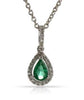 .49CT DIAMOND & AAA EMERALD 14KT WHITE GOLD ROUND & PEAR SHAPE TEAR DROP PENDANT