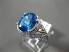 ESTATE LARGE 4.27CT DIAMOND & BLUE TOPAZ 14KT WHITE GOLD OVAL MILGRAIN FUN RING