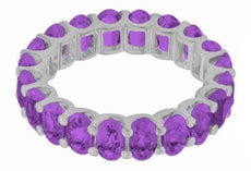 4.80CT AAA AMETHYST 14KT WHITE GOLD CLASSIC OVAL SHARED PRONG ETERNITY FUN RING