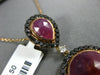 7.73CT BLACK DIAMOND & AAA SLICED RUBY 18KT ROSE GOLD CIRCULAR TEAR DROP PENDANT