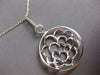 ESTATE LARGE 1.76CT DIAMOND 18KT WHITE GOLD 3D OPEN FILIGREE FLOWER LOVE PENDANT