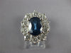 ESTATE LARGE 3.58CT DIAMOND & AAA SAPPHIRE 18K WHITE GOLD FLOWER ENGAGEMENT RING