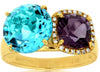 EXTRA LARGE 10.07CT DIAMOND & AAA BLUE TOPAZ & AMETHYST 14K YELLOW GOLD FUN RING
