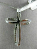 ESTATE LARGE .35CT DIAMOND 14KT WHITE GOLD 3D SWIRL PAVE CROSS PENDANT #11433