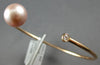 .06CT DIAMOND & AAA PINK SOUTH SEA PEARL 14KT ROSE GOLD FLEXIBLE BANGLE BRACELET