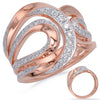 ESTATE LARGE .49CT DIAMOND 14KT ROSE GOLD 3D MULTI ROW GRADUATING LEAF RING