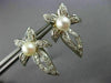LARGE .50CT DIAMOND & AAA SOUTH SEA PEARL 14K WHITE GOLD 3D FLOWER LEAF EARRINGS
