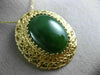 ANTIQUE LARGE AAA GREEN JADE 14K YELLOW GOLD CLASSIC FILIGREE PIN PENDANT #21962