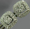 LARGE .67CT DIAMOND 18KT WHITE GOLD 3D SQUARE HALO CLUSTER STUD JACKET EARRINGS