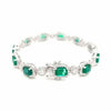 LARGE 13.35CT DIAMOND & AAA EMERALD 18KT WHITE GOLD ROUND & EMERALD CUT BRACELET