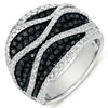 LARGE 1.94CT WHITE & BLACK DIAMOND 14KT WHITE GOLD 3D PAVE MULTI LEAF FUN RING