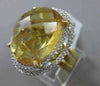 ESTATE LARGE 1.63CT DIAMOND & AAA YELLOW TOPAZ 18K YELLOW GOLD FUN RING STUNNING