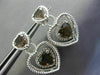 ESTATE .35CT DIAMOND & SMOKY TOPAZ 14KT WHITE GOLD MILGRAIN ROPE HEART EARRINGS