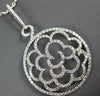 ESTATE LARGE 1.76CT DIAMOND 18KT WHITE GOLD 3D OPEN FILIGREE FLOWER LOVE PENDANT