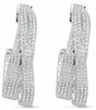 ESTATE LARGE 3.10CT DIAMOND 18KT WHITE GOLD MULTI ROW LOVE HOOP HANGING EARRINGS