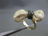 ESTATE LARGE 3.59CT BLACK & WHITE DIAMOND 14KT YELLOW GOLD BOW TIE RING STUNNING