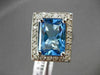 ANTIQUE 8.17CT DIAMOND & AAA BLUE TOPAZ 14K WHITE GOLD FILIGREE EMERALD CUT RING