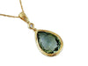 4.03CT DIAMOND & AAA GREEN AMETHYST 14KT YELLOW GOLD PEAR SHAPE & ROUND PENDANT