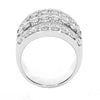 EXTRA LARGE 4.17CT DIAMOND 18KT WHITE GOLD 3D ROUND & BAGUETTE ANNIVERSARY RING