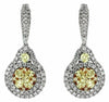ESTATE 1.90CT WHITE & FANCY YELLOW DIAMOND 14KT WHITE GOLD HALO HANGING EARRINGS
