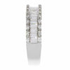 WIDE 1.46CT DIAMOND 18KT WHITE GOLD 3D ROUND & BAGUETTE 3 ROW ANNIVERSARY RING