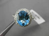 ESTATE LARGE 3.89CTW DIAMOND & AAA BLUE TOPAZ 14KT WHITE GOLD 3D OVAL FUN RING