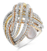LARGE 6.15CT DIAMOND 18KT TRI COLOR GOLD 3D MULTI ROW LOVE KNOT COCKTAIL RING