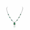 ESTATE 9.28CT DIAMOND & AAA EMERALD 18KT 2 TONE GOLD TEAR DROP TENNIS NECKLACE