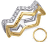 ESTATE .31CT DIAMOND 14KT WHITE AND YELLOW GOLD 3D DOUBLE ZIG ZAG FUN RING