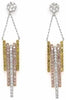 1.97CT WHITE PINK & FANCY YELLOW DIAMOND 14KT TRI COLOR GOLD MULTI BAR EARRINGS