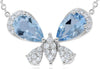 1.82CT DIAMOND & AAA AQUAMARINE 14KT WHITE GOLD PEAR SHAPE & ROUND LOVE NECKLACE