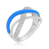 .45CT DIAMOND & BLUE ENAMEL 14KT WHITE GOLD MULTI ROW DOUBLE INFINITY LOVE RING