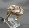 ANTIQUE LARGE 13.25CT DIAMOND & WHITE AGATE 14KT ROSE GOLD FILIGREE FLOWER RING