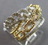 EXTRA LARGE .49CT DIAMOND 14K TWO TONE GOLD MULTI ROW MULTI LINK CRISS COSS RING