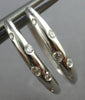 ESTATE .18CT DIAMOND 14K WHITE GOLD 3D CLASSIC ETOILE OVAL HOOP HANGING EARRINGS