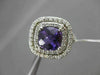 ESTATE LARGE 2.80CT DIAMOND & AAA AMETHYST 14KT WHITE GOLD DOUBLE 3D HALO RING