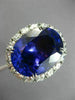 ESTATE EXTRA LARGE 31.4CT DIAMOND & AAA EXTRA FACET TANZANITE PLATINUM HALO RING