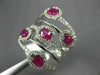 ESTATE LARGE 1.65CT DIAMOND & AAA RUBY 14K WHITE GOLD MULTI ROW ANNIVERSARY RING