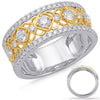WIDE .89CT DIAMOND 14KT 2 TONE GOLD 3 ROW OPEN FILIGREE FLOWER ANNIVERSARY RING