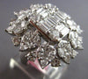 ESTATE EXTRA LARGE 5.50CT DIAMOND 18KT WHITE GOLD 3D FLOWER SQUARE COCKTAIL RING