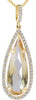5.24CT DIAMOND & AAA CITRINE 14K YELLOW GOLD PEAR SHAPE & ROUND FLOATING PENDANT