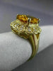 ESTATE LARGE 4.17CT DIAMOND & AAA CITRINE 14KT YELLOW GOLD 3D OVAL COCKTAIL RING