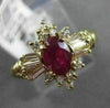 ANTIQUE 1.05CT DIAMOND & AAA RUBY 14KT YELLOW GOLD CLUSTER ENGAGEMENT RING